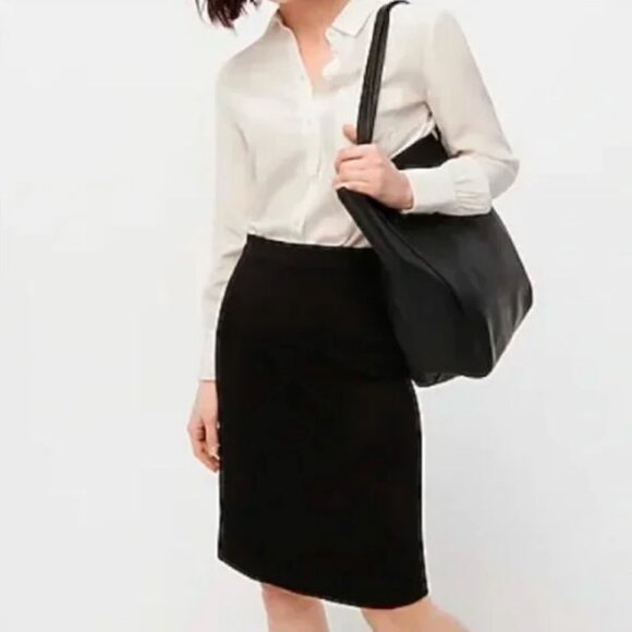 J. Crew Black No. 2 Pencil Skirt Stretch Cotton 4 (Fits M/S) - Picture 2 of 10